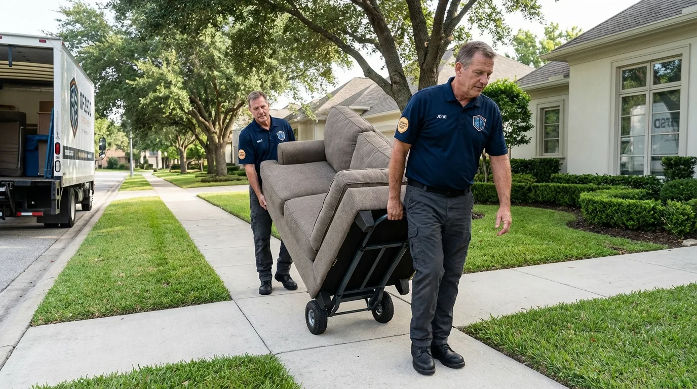 Local residential moving crew loading furniture in Eau Claire, WI