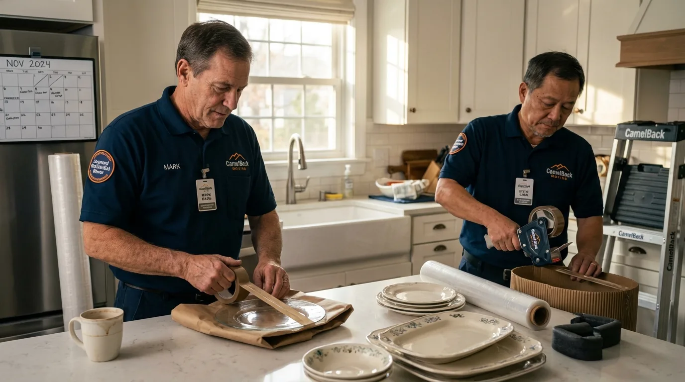 Professional crew packing kitchen dishware in Eau Claire, WI